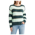 City Blues Women's Stripe Metallic Boat Neck Sweater