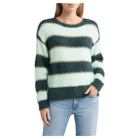 City Blues Women's Stripe Metallic Boat Neck Sweater
