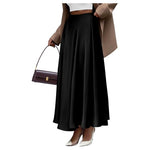 Women's High Waisted Satin A-Line Maxi Skirt (12 Colors)