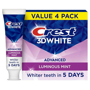 4 Crest 3D White Advanced Luminous Mint Teeth Whitening Toothpaste