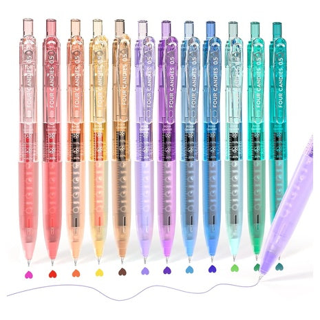 12-Piece 0.5mm Quick-Dry Retractable Gel Pen Set
