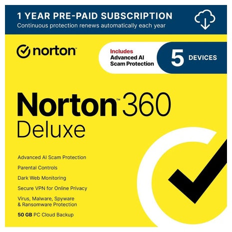 Norton 360 Deluxe 5 Devices 1 Year (Download)
