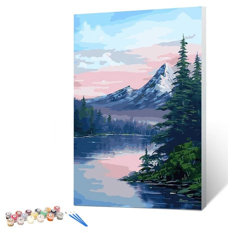 Mountain Sunset Paint by Numbers Kit with Frame