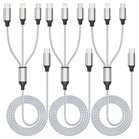 3 Pack 3-in-1 Multi Charging Cables