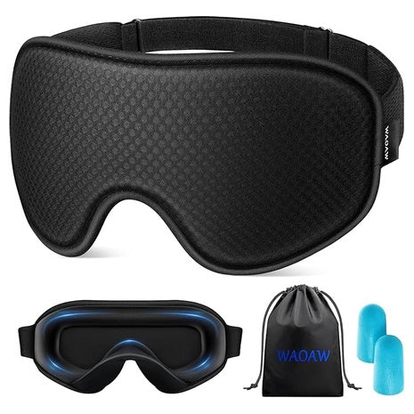 Blackout Sleep Mask with 3D Eye Cups & Earplugs