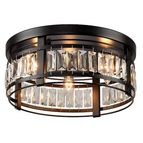 13.3" Matte Black Indoor 3 -Light Flush Mount Light