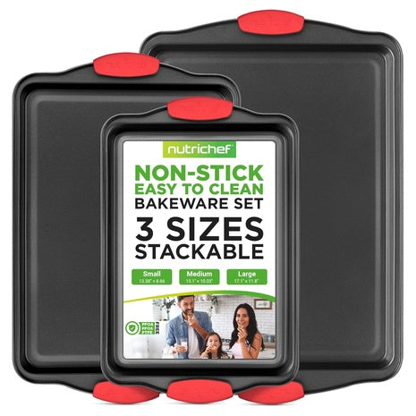 3-Piece NutriChef Nonstick Baking Pan Set