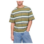 Gap Factory Men's Vintage Soft Stripe Boxy T-Shirt (Moss Stone Green)