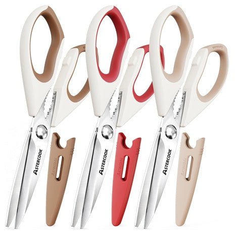3-Pack Astercook Heavy-Duty Stainless Steel Kitchen Scissors (White Or Black)