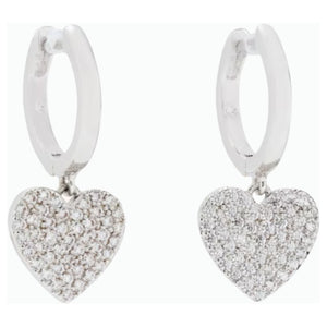 Yours Truly Pave Heart Drop Earrings (2 Colors)