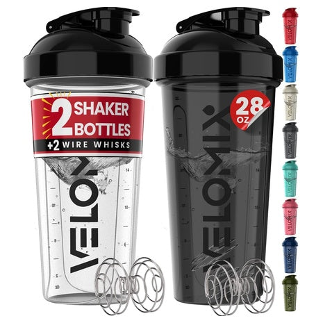 2-Pack Protein Shaker Bottles w/ 2x Wire Whisk