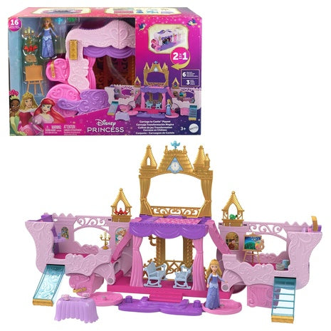Mattel Disney Princess Carriage to Castle Transforming Toy Playset with Aurora Doll