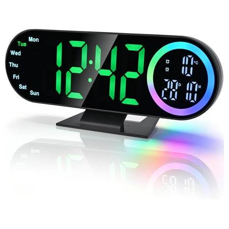 16-Color Digital Alarm Clock with Night Light & Dual Alarms