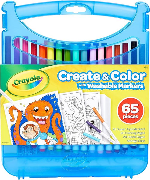 Crayola Super Tips Coloring Art Case With Coloring Pages, 65+ Pieces