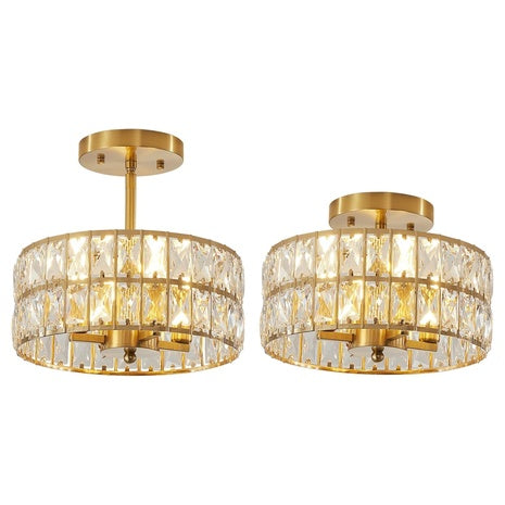 Modern Brass Crystal Ceiling Light