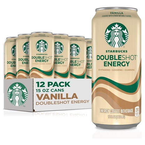 12-Pack Starbucks Doubleshot Energy Vanilla Iced Coffee (15 Oz, KD)
