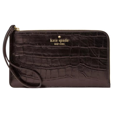 Kate Spade Women's Lucy Croc Embossed Medium L-Zip Wristlet