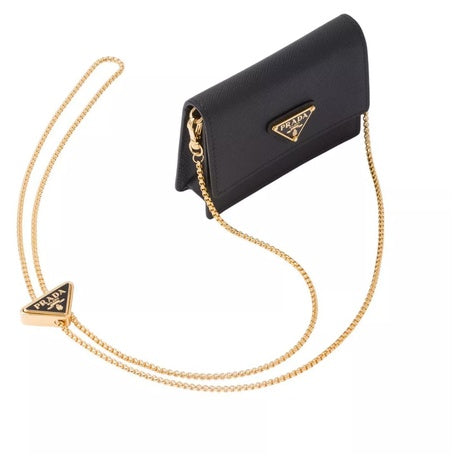 Prada Leather Card Holder with Strap