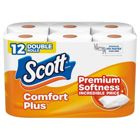 12 Double Rolls Scott ComfortPlus Toilet Paper