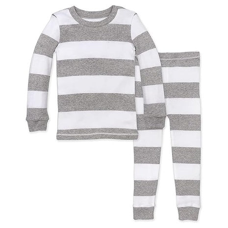 Size 2 Heather Grey Rugby Stripes Pajamas
