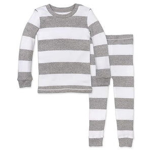 Size 4 Heather Grey Rugby Stripes Pajamas
