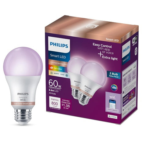 2-Pack Philips Smart Wi-Fi LED 60-Watt A19 Light Bulb