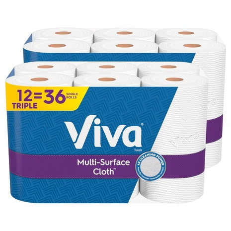 12 Triple Rolls (36 Regular) Viva Multi-Surface Paper Towels