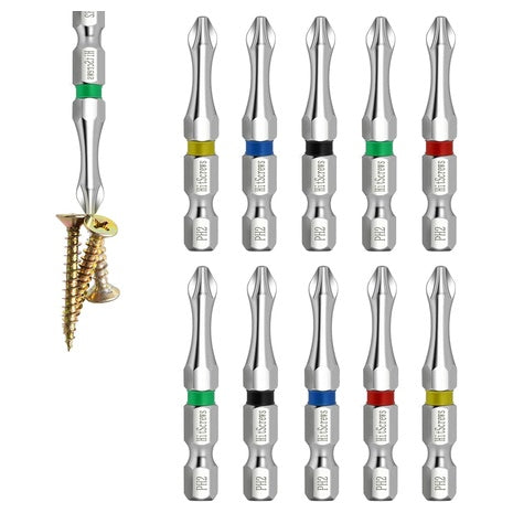 10-Pack 2" HitScrews Magnetic Screwdriver Bits (YS01-50)