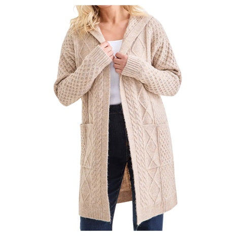 Style & Co Women's Chunky Cable-Knit Hoodie Cardigan