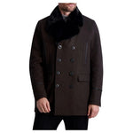 Karl Lagerfeld Paris Men's Faux Fur-Collar & Wool-Blend Peacoat