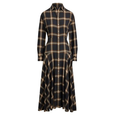 Polo Ralph Lauren Women's Plaid Twill Paneled Long Sleeve Shirtdress
