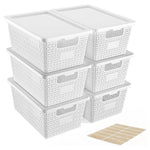 6-Pack Stackable Plastic Storage Baskets With Secure Snap-On Lids