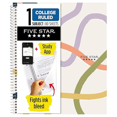 Five Star 1-Subject Spiral Notebook (80 Sheets)