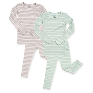 2 Pack of Size 3T Beige, Mint Ribbed Pajamas