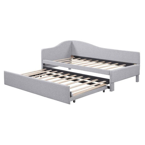 Nestfair Twin Size Upholstered L-Shaped Upholstered Daybed With Trundle