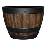 2-Pack Large Kentucky Walnut Brown Resin Wine Barrel Planter