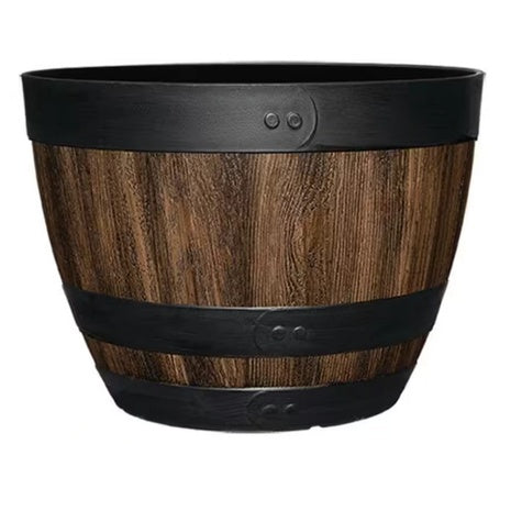 2-Pack Large Kentucky Walnut Brown Resin Wine Barrel Planter