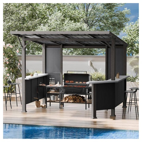 Halmuz 10Ft X 10Ft Hardtop BBQ Gazebo
