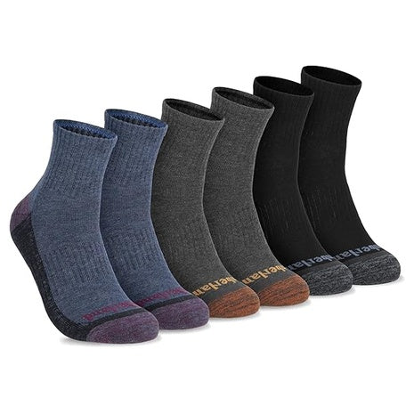 6 Pairs Timberland Men’s Comfort Quarter Socks