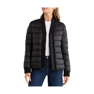 Ribbed Trim Puffer Jacket