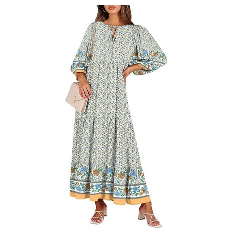 Women's Puff Sleeve Flowy Maxi Dress (25 Styles)