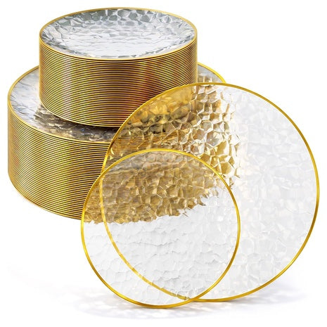 60-Pack Stock Your Home Clear Disposable Plates With Gold Rim