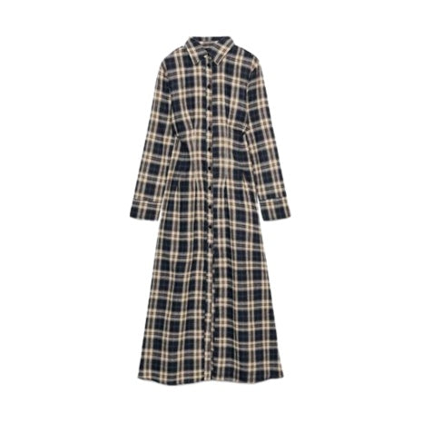 Plaid Pleated Midi Dress