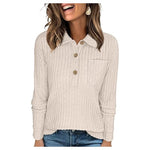 Women's Ribbed Knit Polo Sweater Top