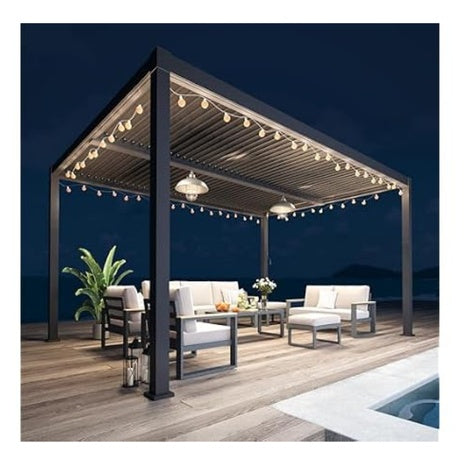 12ft X 16ft FansaFurn Louvered Full Aluminum Outdoor Pergola