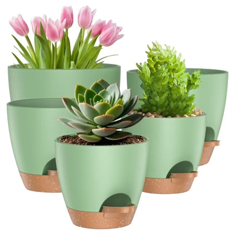 5-Pack Self Watering Plastic Plant Pots