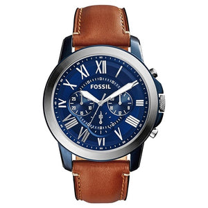 Fossil Men's Grant Quartz Stainless Steel and Leather Chronograph Watch