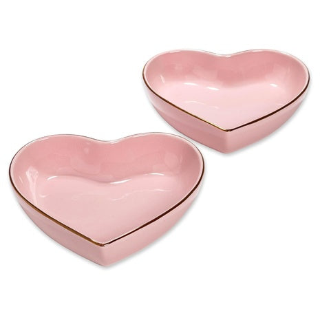 2-Piece Ceramic Durable Stoneware Heart Dish Set