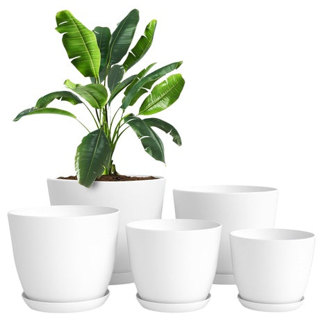 5-Pack Utopia Home Plastic Plant Pots With Drainage