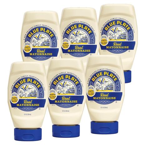 6 Squeeze Bottles Of Blue Plate Real Mayonnaise (12oz)